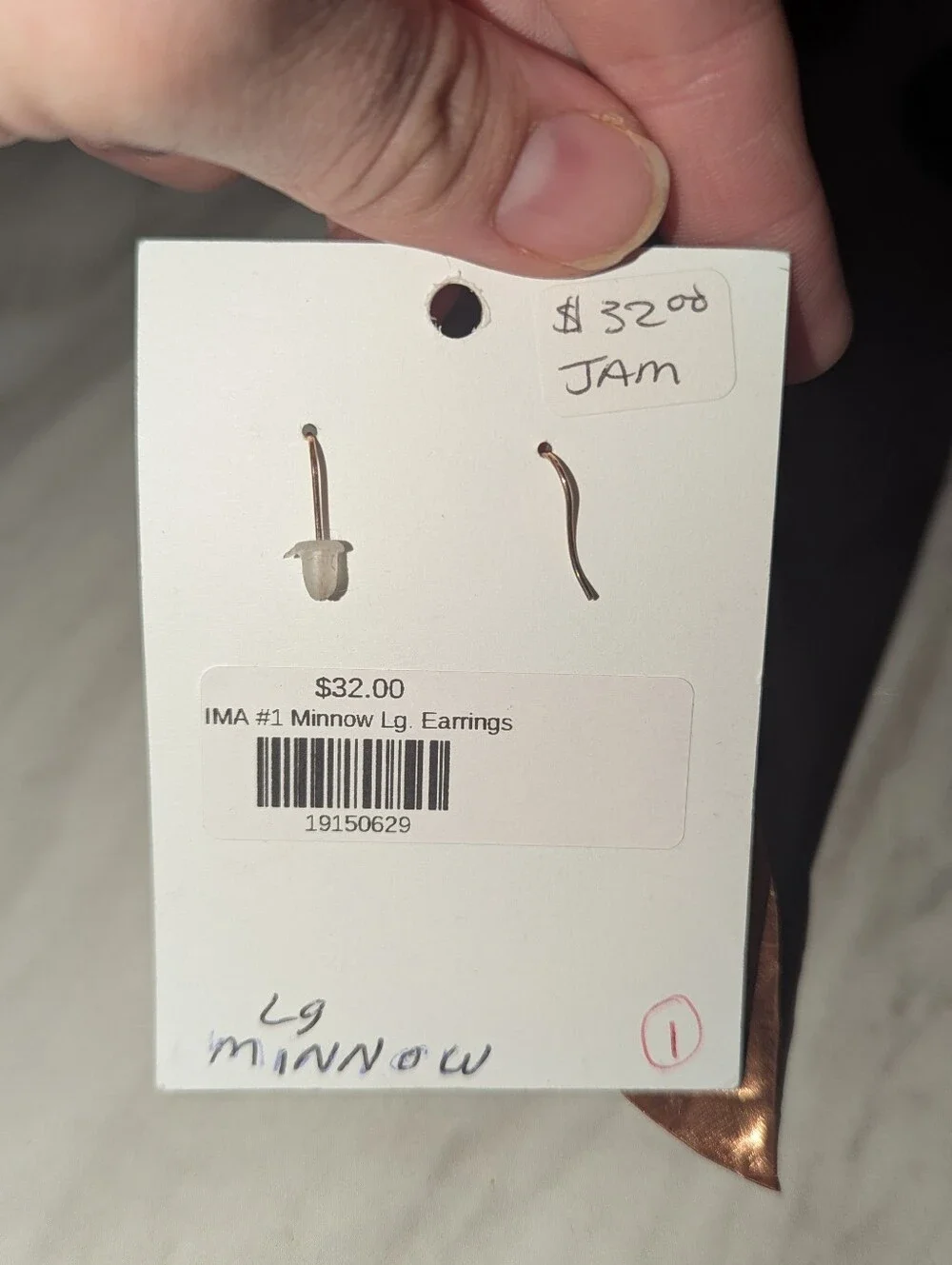 Joyce Ann Marchand Collections Large Minnow Copper Leaf Dangle Earrings Artisan